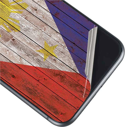 Philippines Flag Dark Wood iPhone 11 Skin